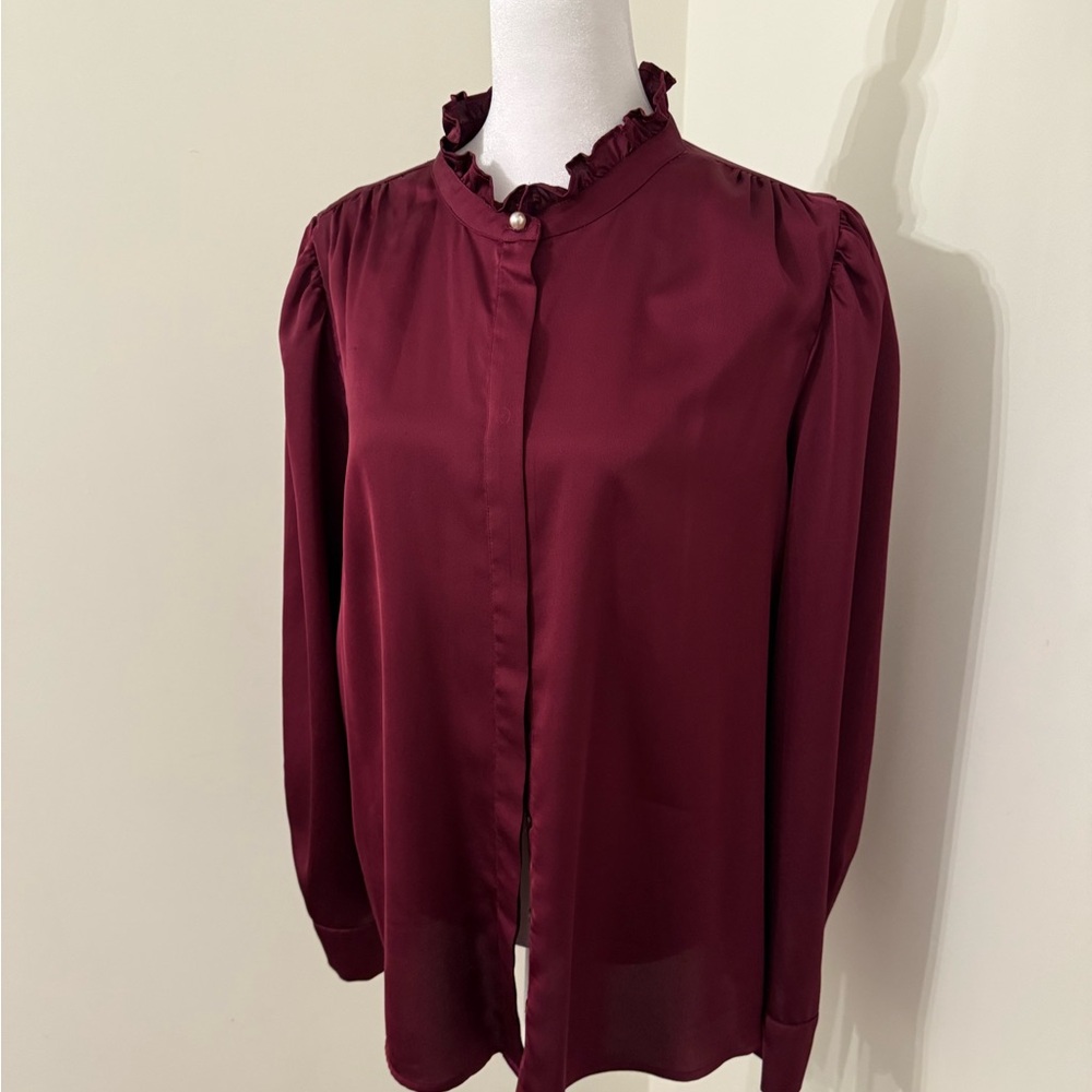 Ann Taylor Silk Blouse with Pearl Buttons XL